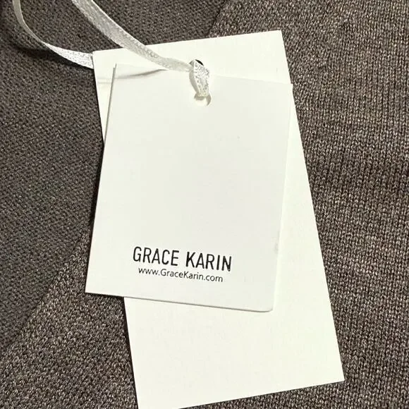 GRACE KARIN size XL brown open front button up soft knit cardigan long sleeve - Picture 8 of 12